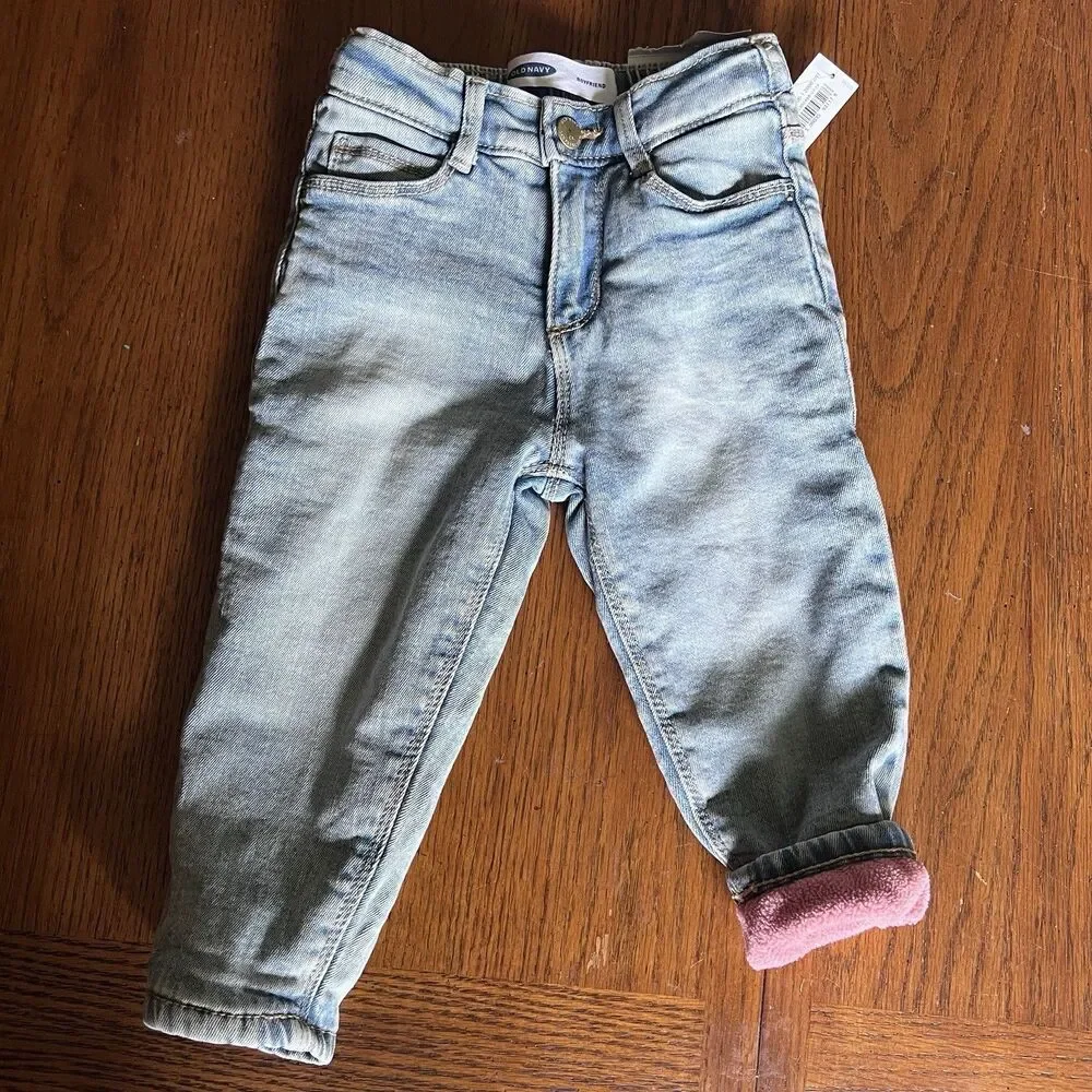 Old Navy Fleece Lined Blue Jeans Boyfriend Snow Warm 2t